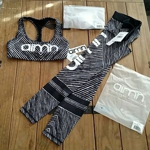 NWT Aim'n Black Cirkus leggings xs and top s
